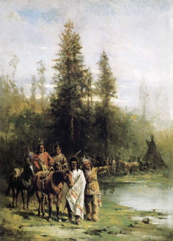 Paul Frenzeny Indians by a Riverbank